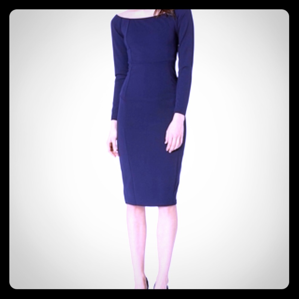 Boat neck Ponte midi sheath dress by Bebe